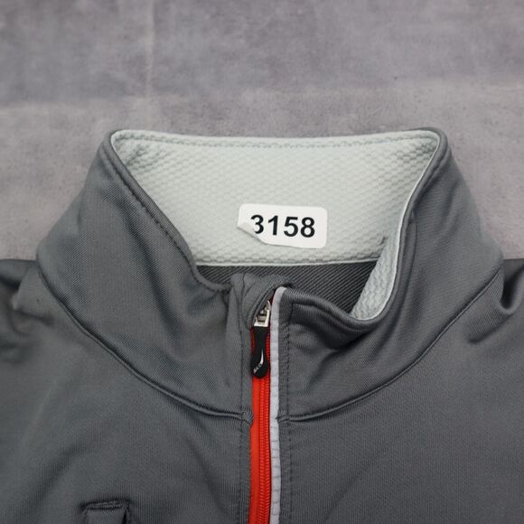 Saucony Jacket Mens Small Gray Orange Running Workout 1/4 Zip Coat Sweater Run - Picture 7 of 16
